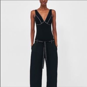 ZARA Black bodysuit with contrast stitching